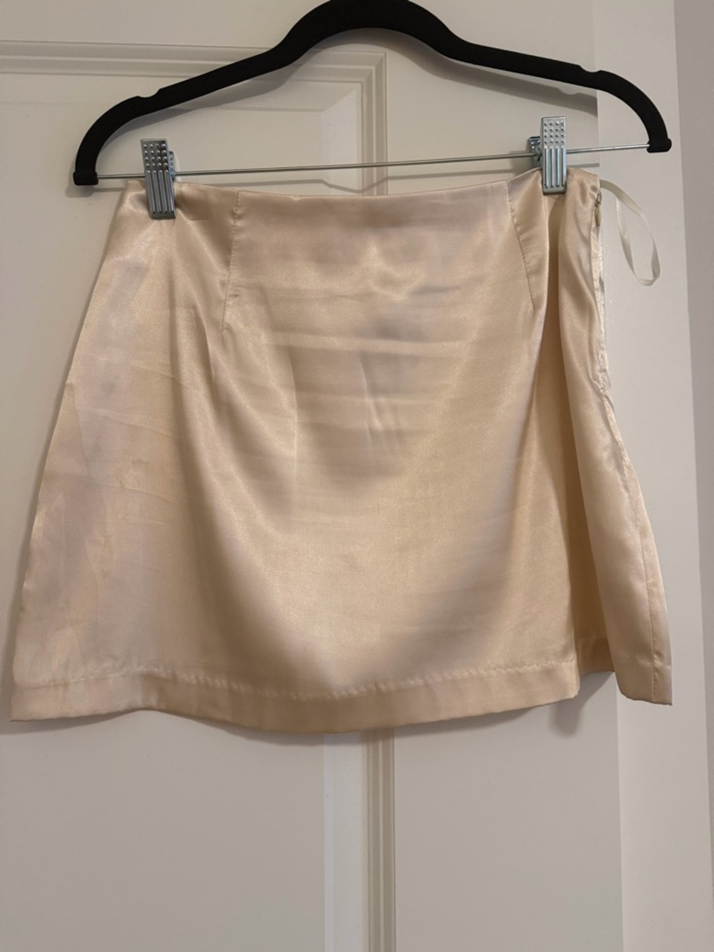 Daily Drills Cream Satin Mini Skirt